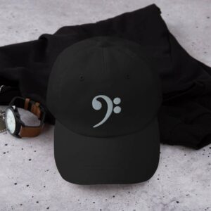 Bass Clef Dad hat (personalizable) - classic dad hat black front b b c - Shujaa Designs