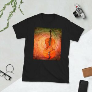 Surreal Cello - unisex basic softstyle t shirt black front f a - Shujaa Designs