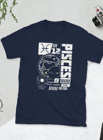 Pisces Unisex T-Shirt - unisex basic softstyle t shirt navy front d c cc - Shujaa Designs