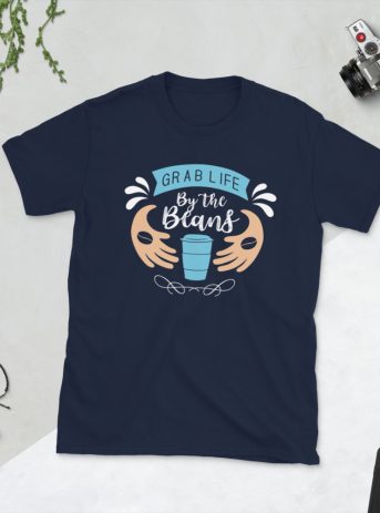 Grab Life By the Beans - unisex basic softstyle t shirt navy front a b b - Shujaa Designs