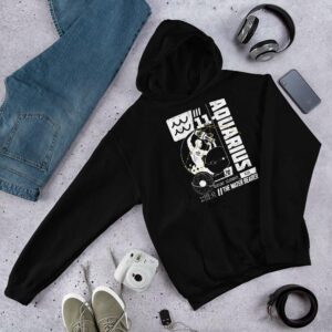 Aquarius Unisex Hoodie - unisex heavy blend hoodie black front de d - Shujaa Designs
