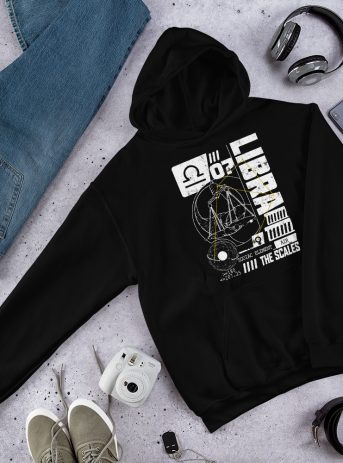 Libra Unisex Hoodie - unisex heavy blend hoodie black front de ea - Shujaa Designs