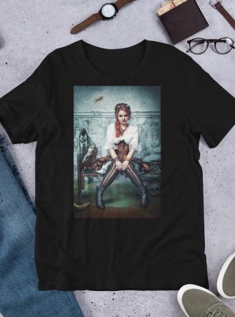 Steampunk Maiden - unisex staple t shirt black front dded c - Shujaa Designs