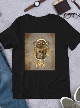 Steampunk Owl - unisex staple t shirt black front bac cb - Shujaa Designs