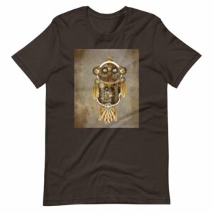 Steampunk Owl - unisex staple t shirt brown front bac dc - Shujaa Designs