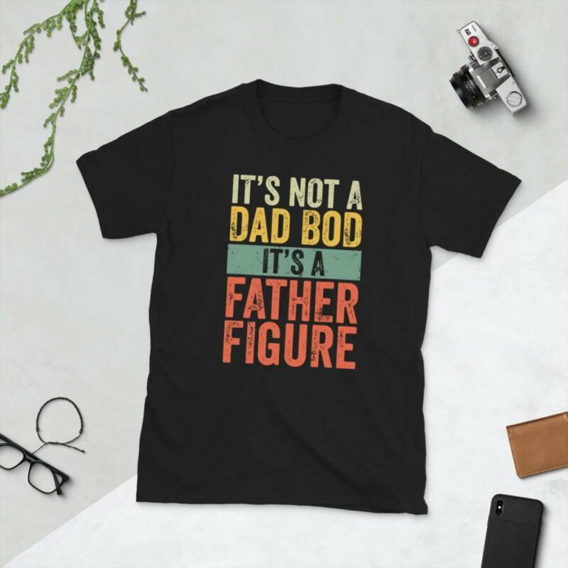 Dad Bod - unisex basic softstyle t shirt black front - Shujaa Designs