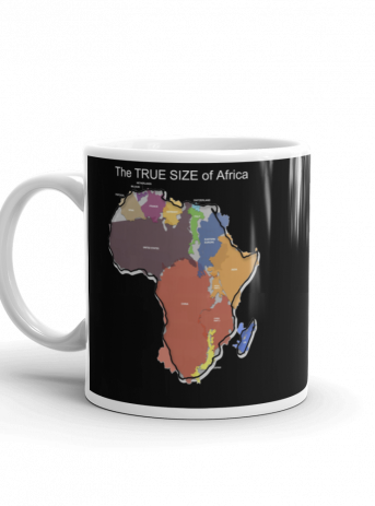 The TRUE SIZE of Africa White glossy mug - white glossy mug oz handle on left bb b d - Shujaa Designs