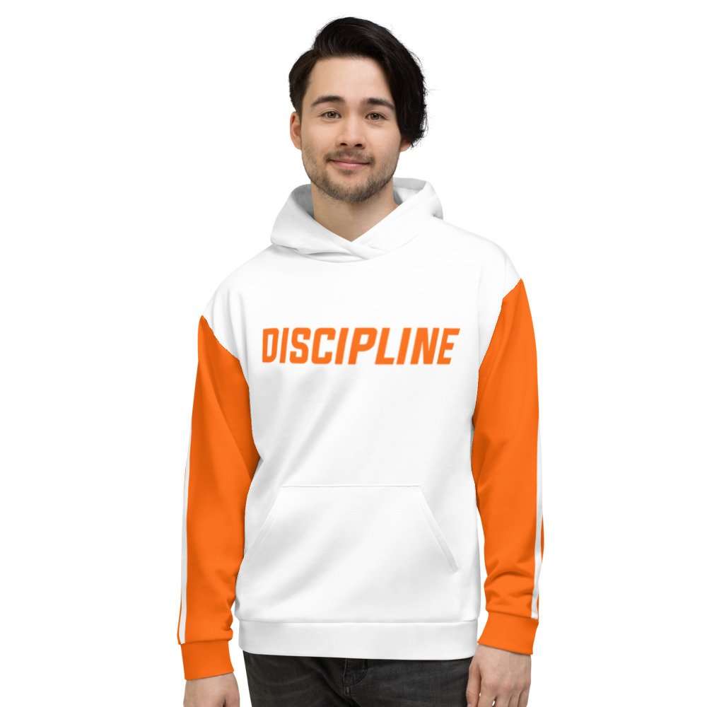 Discipline Unisex Hoodie - all over print unisex hoodie white front be b - Shujaa Designs