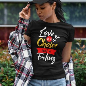 Love is a Choice Short-Sleeve Unisex T-Shirt - t shirt mockup featuring a stylish woman in a flannel el - Shujaa Designs