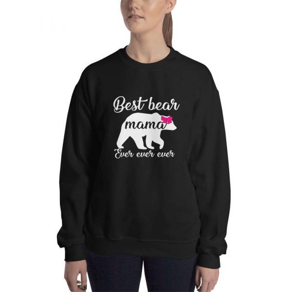 Best Bear Mom Ever – Mom Design Unisex Sweatshirt - unisex crew neck sweatshirt black front b b b f - Shujaa Designs