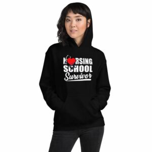 Nursing School Survivor – Nurse Designs Unisex Hoodie - unisex heavy blend hoodie black front b c c b - Shujaa Designs