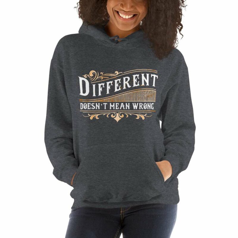 Different Doesn’t Mean Wrong Difficult Roads Often Lead To Beautiful Destination – Motivational Typography Design Unisex Hoodie - unisex heavy blend hoodie dark heather front b d b - Shujaa Designs