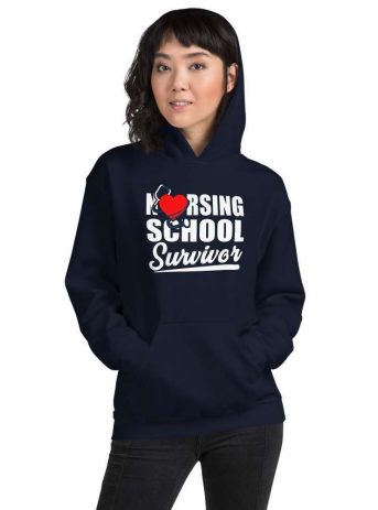 Nursing School Survivor – Nurse Designs Unisex Hoodie - unisex heavy blend hoodie navy front b c ca - Shujaa Designs