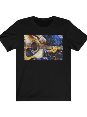 Watercolor Acoustic Guitar Player Short Sleeve Tee -  - Shujaa Designs