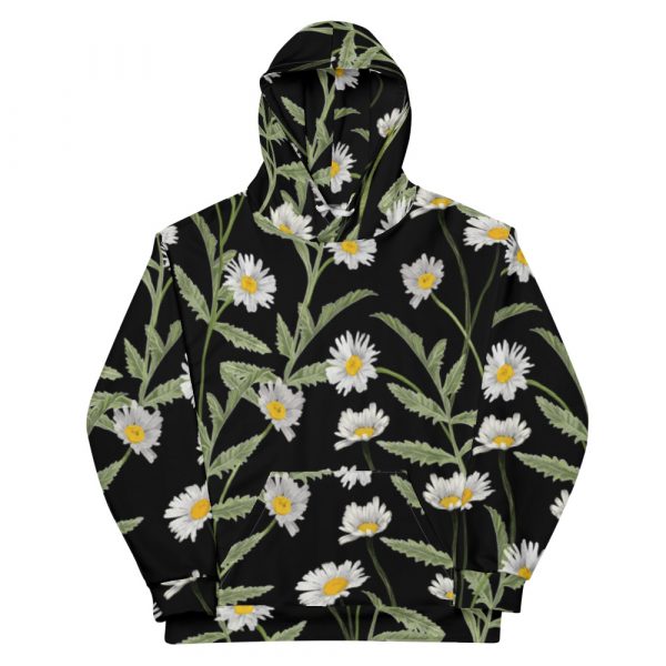 Floral Print Unisex Hoodie - all over print unisex hoodie white front d f a - Shujaa Designs