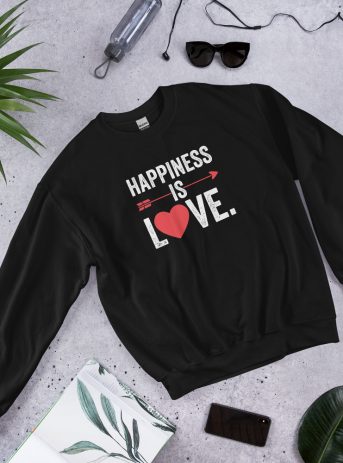 Happiness Is Love Unisex Sweatshirt - unisex crew neck sweatshirt black front f a edf - Shujaa Designs
