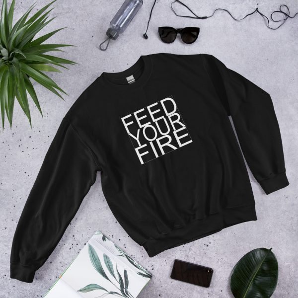 Feed Your Fire Unisex Sweatshirt - unisex crew neck sweatshirt black front f a b - Shujaa Designs