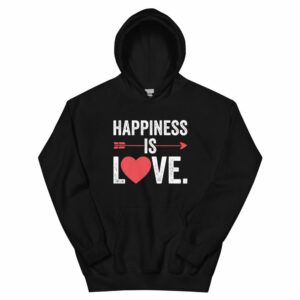 Happiness Is Love Unisex Hoodie - unisex heavy blend hoodie black front dca cbf - Shujaa Designs