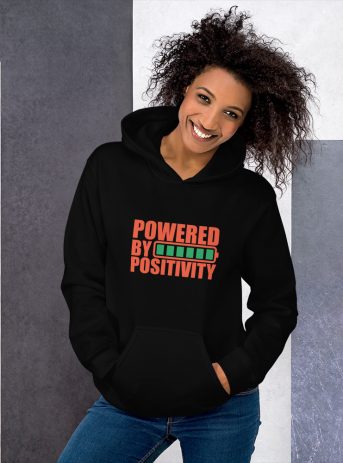 Powered By Positivity Unisex Hoodie - unisex heavy blend hoodie black front - Shujaa Designs