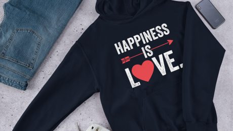 Happiness Is Love Unisex Hoodie - unisex heavy blend hoodie navy front dca cc d - Shujaa Designs