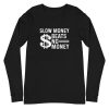 Slow Money Unisex Long Sleeve Tee - unisex long sleeve tee black heather front f bdc - Shujaa Designs