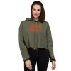 Powered By Positivity Crop Hoodie - womens cropped hoodie military green front de a - Shujaa Designs