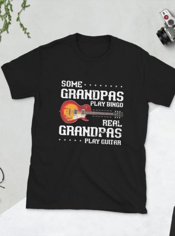 Some Grandpas Play Bingo Real One Grandpas Play Guitar Short-Sleeve Unisex T-Shirt - unisex basic softstyle t shirt black front b ed - Shujaa Designs