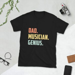 Dad Musician Genius Short-Sleeve Unisex T-Shirt - unisex basic softstyle t shirt black front dc b - Shujaa Designs