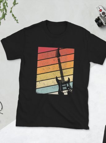 Electric Guitar Rainbow Short-Sleeve Unisex T-Shirt - unisex basic softstyle t shirt black front b bf a a - Shujaa Designs