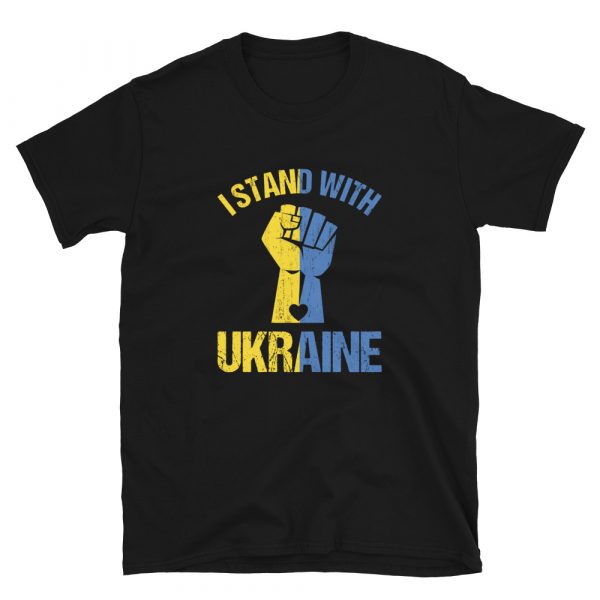 I Stand With Ukraine Soft Unisex Tee - unisex basic softstyle t shirt black front d e - Shujaa Designs