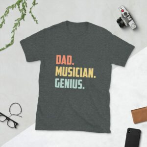 Dad Musician Genius Short-Sleeve Unisex T-Shirt - unisex basic softstyle t shirt dark heather front dc b f - Shujaa Designs