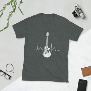 Electric Guitar Heartbeat Short-Sleeve Unisex T-Shirt - unisex basic softstyle t shirt dark heather front c ce d - Shujaa Designs