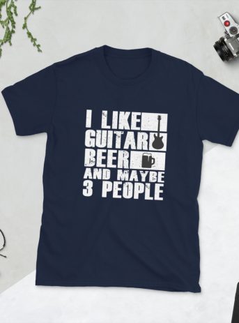 I Like Guitar Beer And May Be 3 Peoples Unisex T-Shirt - unisex basic softstyle t shirt navy front fcd eb - Shujaa Designs