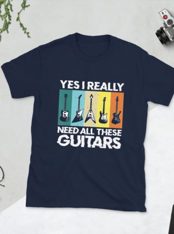 Yes I Really Need All These Guitars Short-Sleeve Unisex T-Shirt - unisex basic softstyle t shirt navy front fcfc c - Shujaa Designs