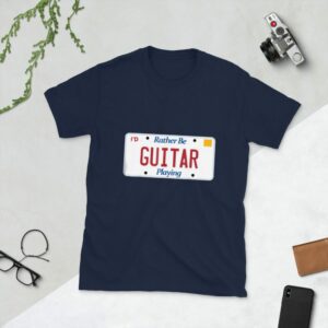 I’D Rather Be Guitar Playing Short-Sleeve Unisex T-Shirt - unisex basic softstyle t shirt navy front fd c bc - Shujaa Designs