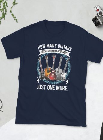 How Many Guitars Does A Guitar Player Need.? Short-Sleeve Unisex T-Shirt - unisex basic softstyle t shirt navy front fd ad - Shujaa Designs