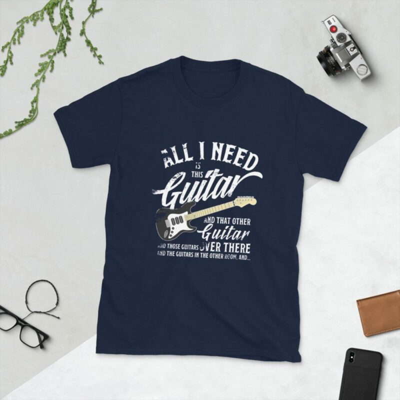 All I Need Is This Guitar Short-Sleeve Unisex T-Shirt - unisex basic softstyle t shirt navy front fd b - Shujaa Designs