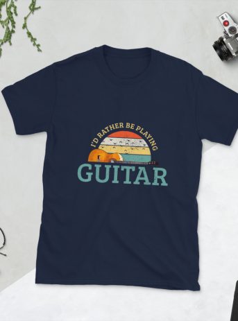 I’D Rather Playing Guitar Short-Sleeve Unisex T-Shirt - unisex basic softstyle t shirt navy front ee c d - Shujaa Designs