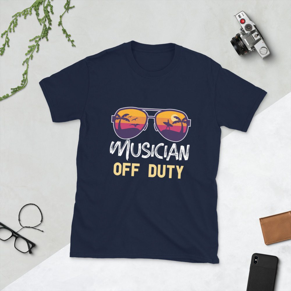 Musician Off Duty Short-Sleeve Unisex T-Shirt - unisex basic softstyle t shirt navy front a c d f - Shujaa Designs