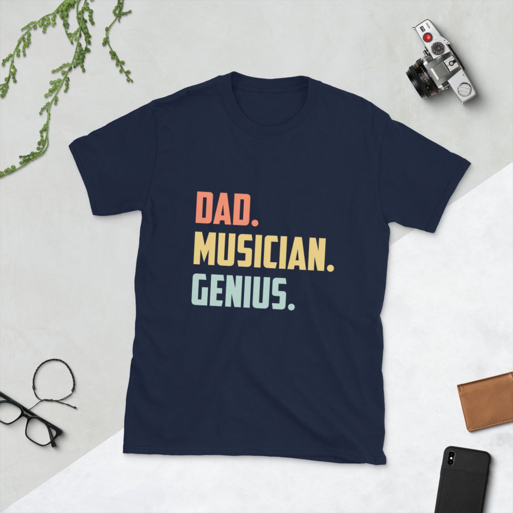 Dad Musician Genius Short-Sleeve Unisex T-Shirt - unisex basic softstyle t shirt navy front dc af - Shujaa Designs