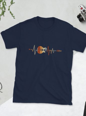 Guitar Art – Guitar Heartbeat – Short-Sleeve Unisex T-Shirt - unisex basic softstyle t shirt navy front a c b - Shujaa Designs