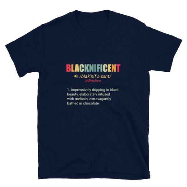 Blacknificent Unisex T-Shirt - unisex basic softstyle t shirt navy front ca f - Shujaa Designs