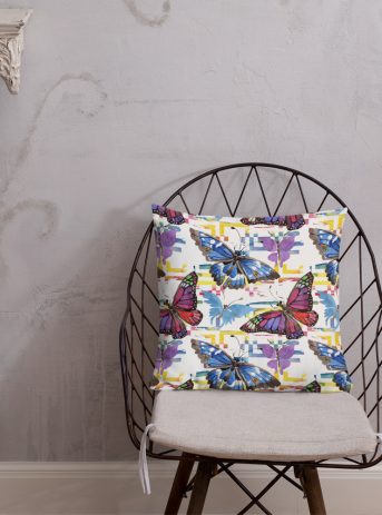 Watercolor Butterfly Pattern Premium Pillow - all over print premium pillow x front lifestyle ca ada - Shujaa Designs