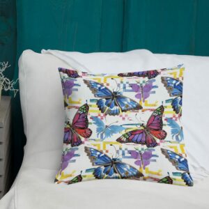 Watercolor Butterfly Pattern Premium Pillow - all over print premium pillow x front lifestyle ca aedc - Shujaa Designs