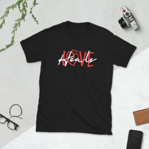 Love Heals Short-Sleeve Unisex T-Shirt - unisex basic softstyle t shirt black front a cbc - Shujaa Designs