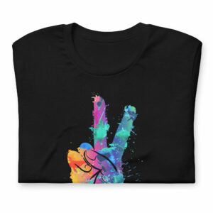 Watercolor Peace Sign Unisex t-shirt - unisex staple t shirt black front a b c - Shujaa Designs
