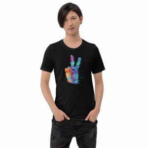 Watercolor Peace Sign Unisex t-shirt - unisex staple t shirt black front a b b - Shujaa Designs