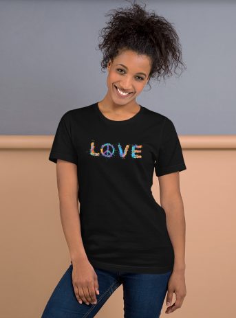 Watercolor Love Unisex t-shirt - unisex staple t shirt black front ae eda fe - Shujaa Designs