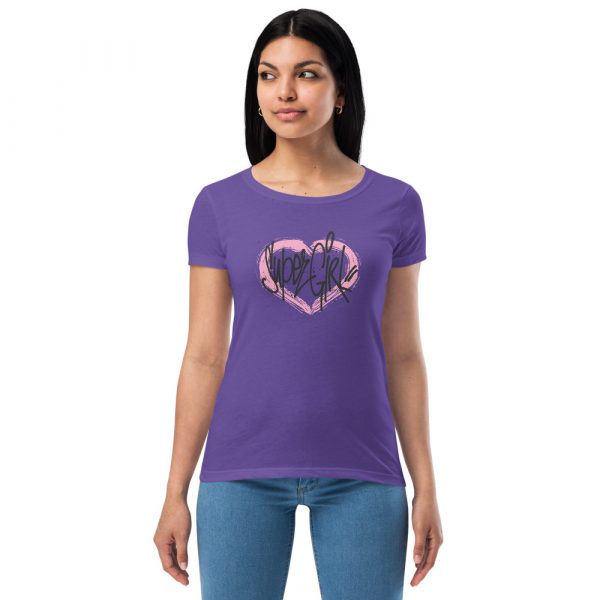 Super Girl Women’s fitted t-shirt - womens fitted t shirt purple rush front c b cf - Shujaa Designs