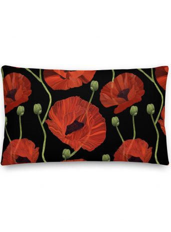 Poppy Blossoms And Pods Premium Pillow - all over print premium pillow x front a bf - Shujaa Designs